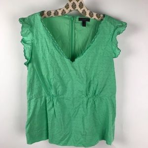 JCREW Green Swiss Dot Peplum Blouse Top 12